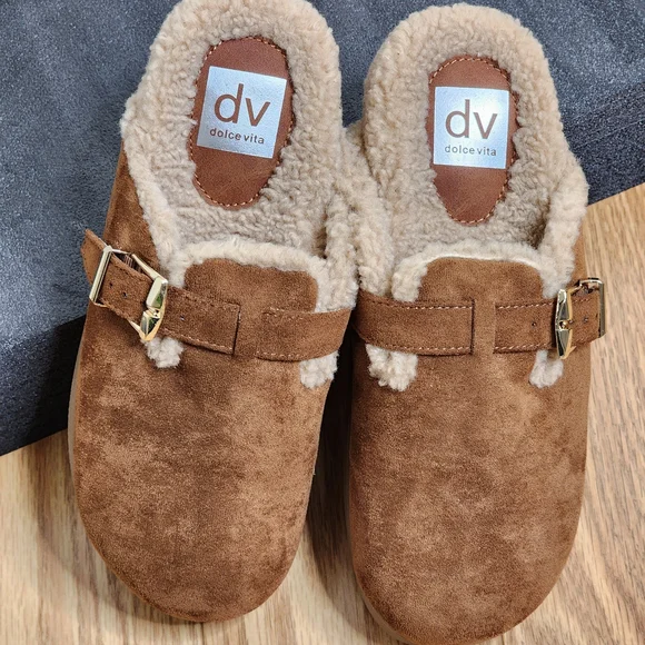DV Dolce Vita Women's Anina Cozy Cognac Slip-On Clogs with Buckle Size 7 - Picture 8 of 10